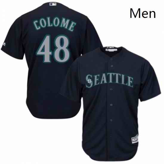 Mens Majestic Seattle Mariners 48 Alex Colome Replica Navy Blue Alternate 2 Cool Base MLB Jersey